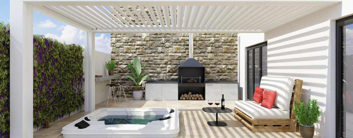 Fort Worth louvered-roof patio