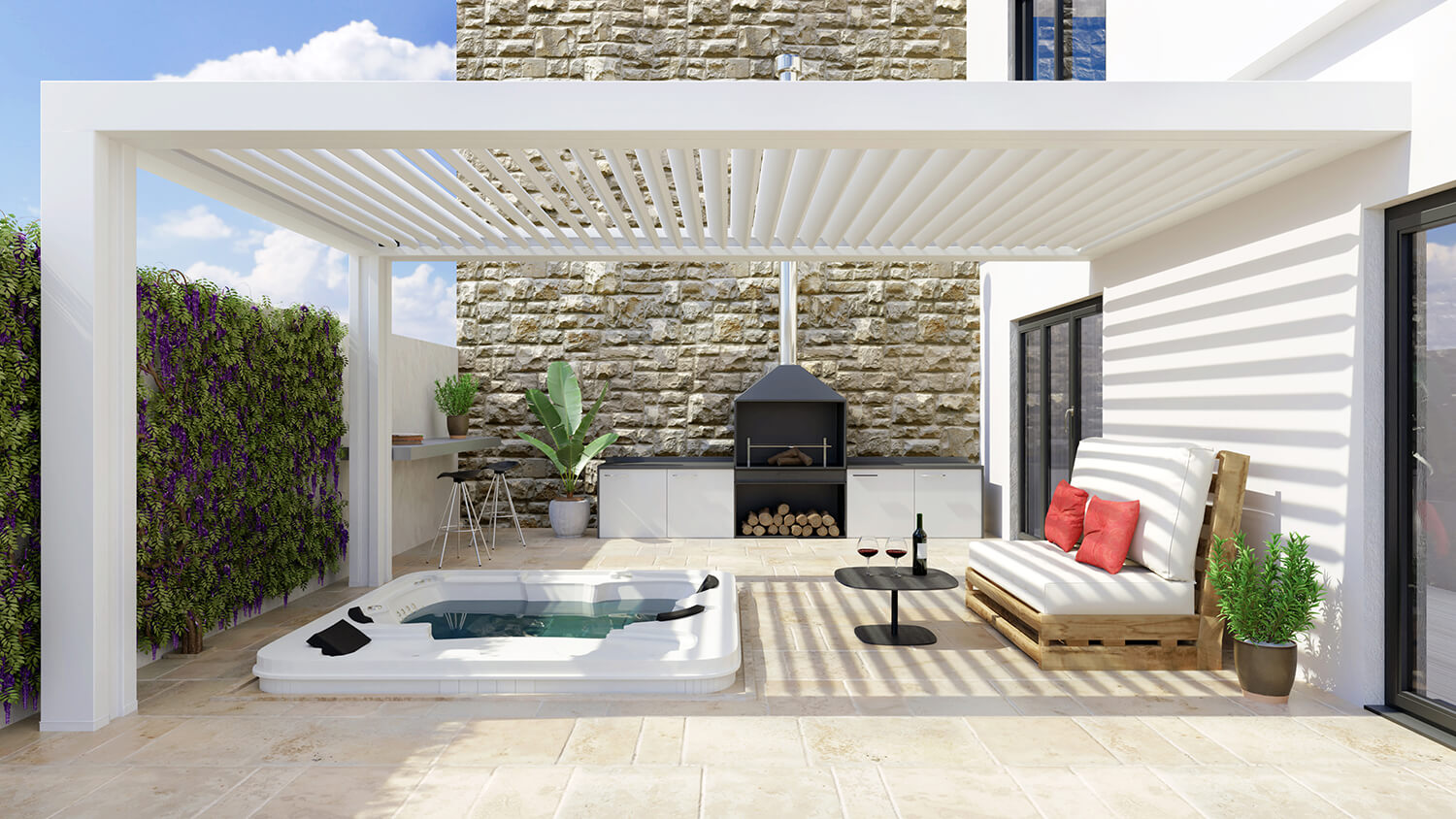 Fort Worth louvered-roof patio
