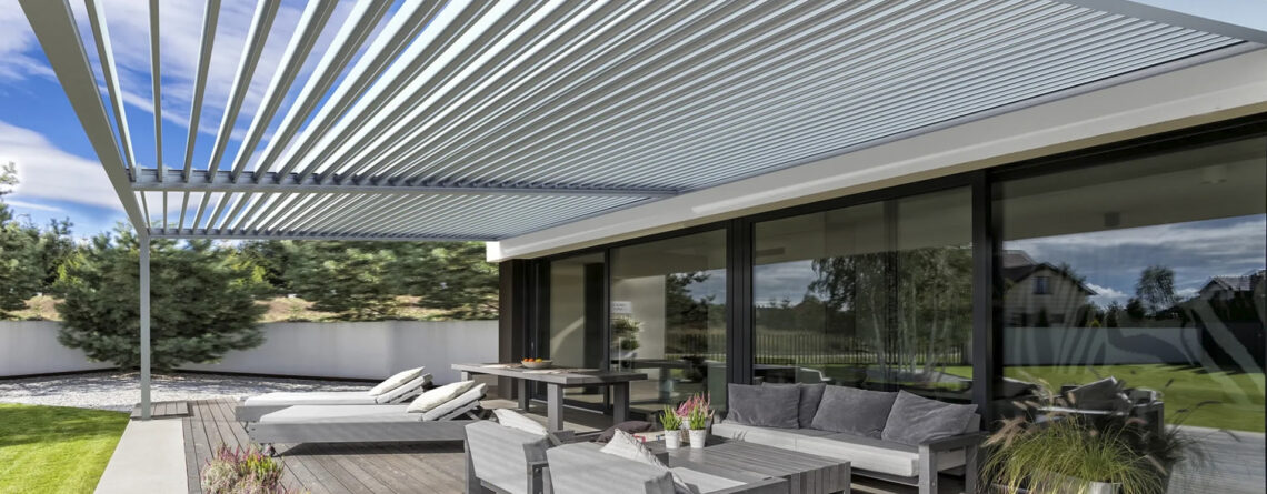Motorized louvered pergola roof on a Dallas, TX patio